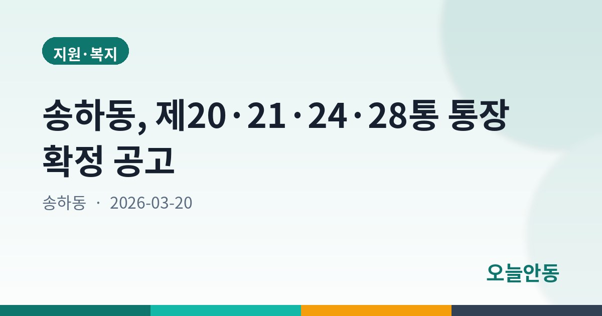 송하동, 제20·21·24·28통 통장 확정 공고