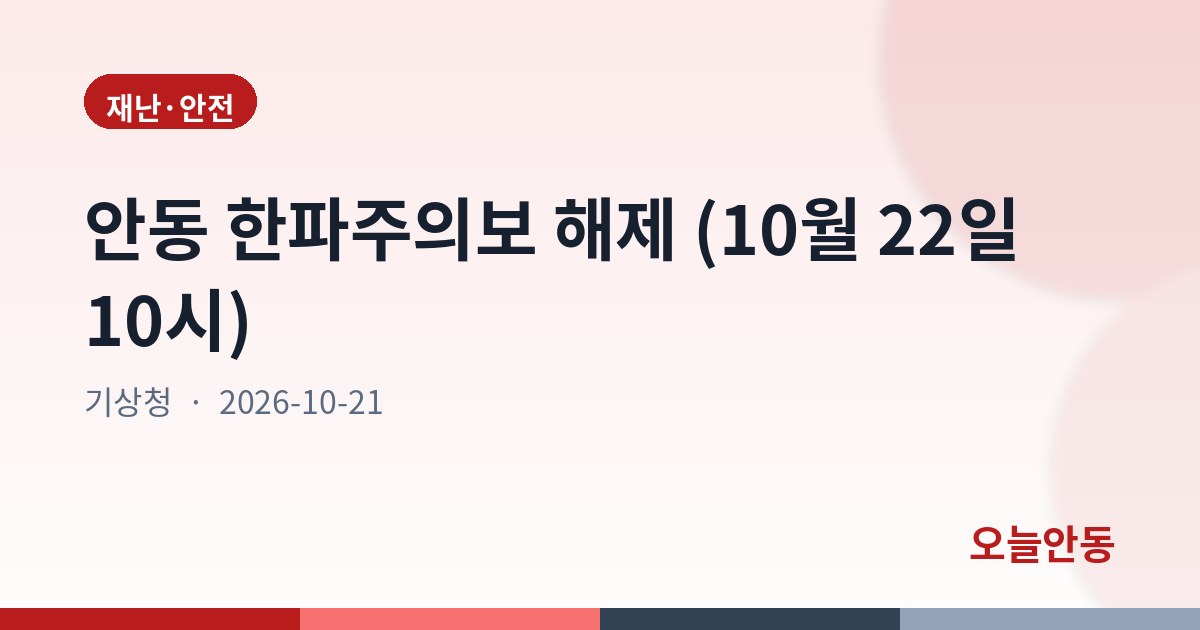 안동 한파주의보 해제 (10월 22일 10시)