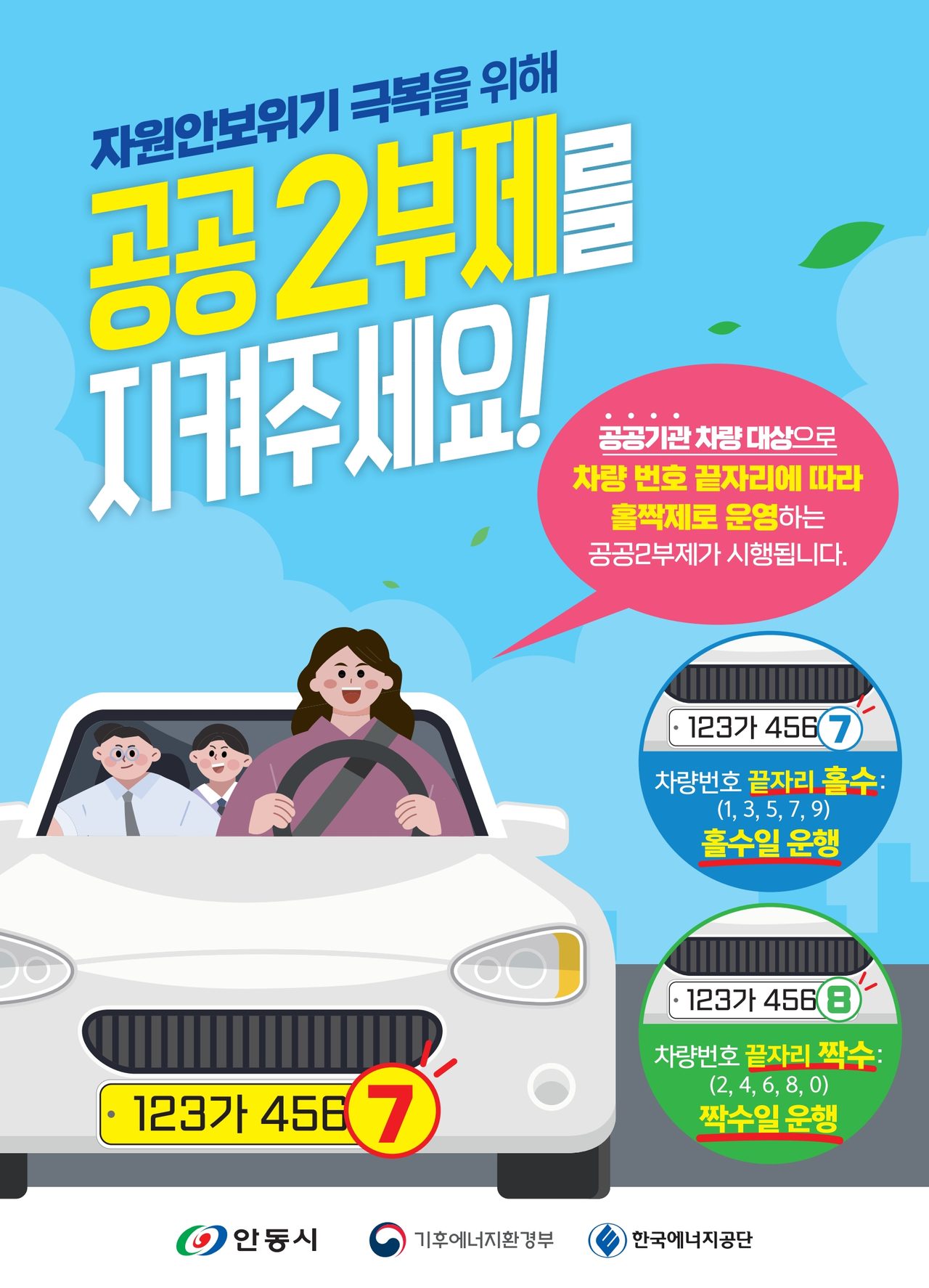 안동시, 공공기관 차량 2부제 시행